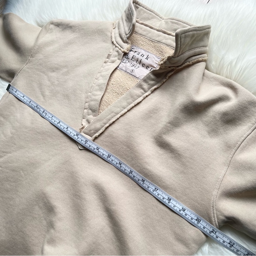 NEW Frank & Eileen Sz S PATRICK POPOVER HENLEY- CAMEL Sweatshirt Raw Cut Relaxed - Picture 10 of 17